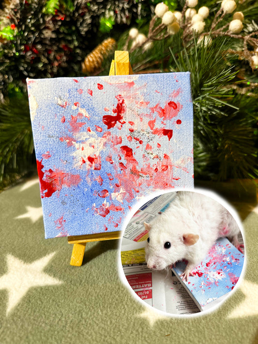 Small art canvas by Derek the rescued rat