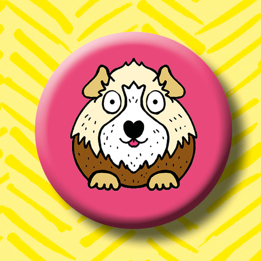 Long Haired Guinea Pig Button Badge