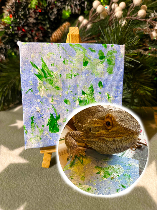 Small art canvas by Humphrey the rescued Bearded Dragon