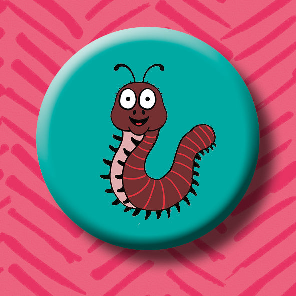 Millipede Snail Button Badge