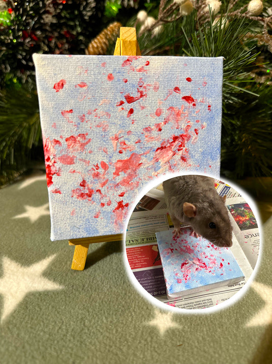 Small art canvas by Remy the rescued rat