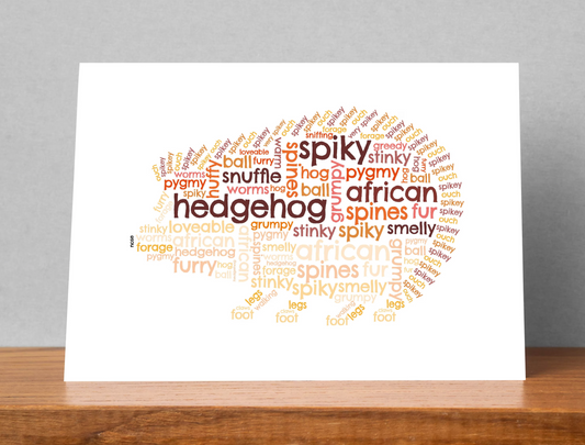 Personalised Hedgehog Word Art Card