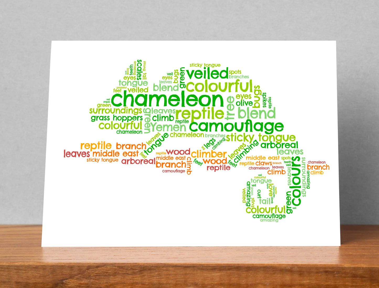 Personalised Chameleon Word Art Card