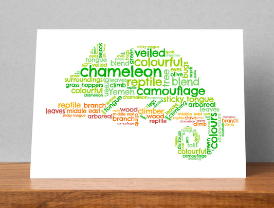 Personalised Chameleon Word Art Card