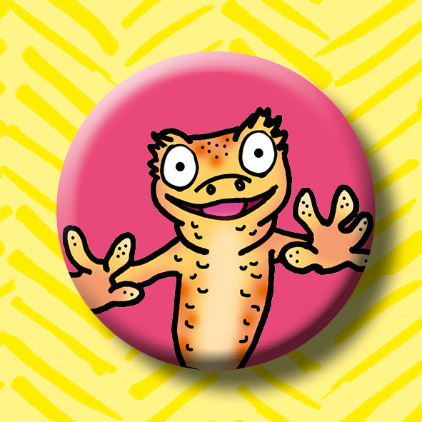 Crested Gecko Button Badge