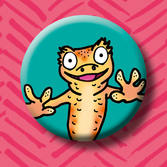 Crested Gecko Button Badge