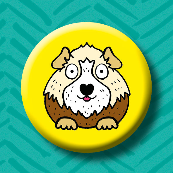 Long Haired Guinea Pig Button Badge