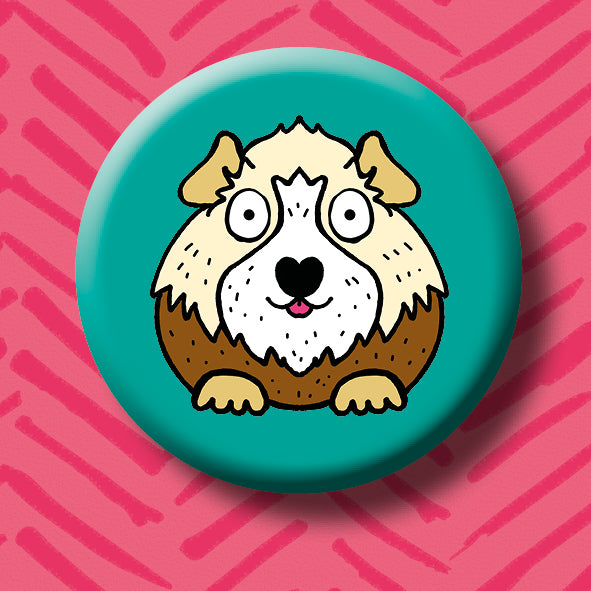 Long Haired Guinea Pig Button Badge