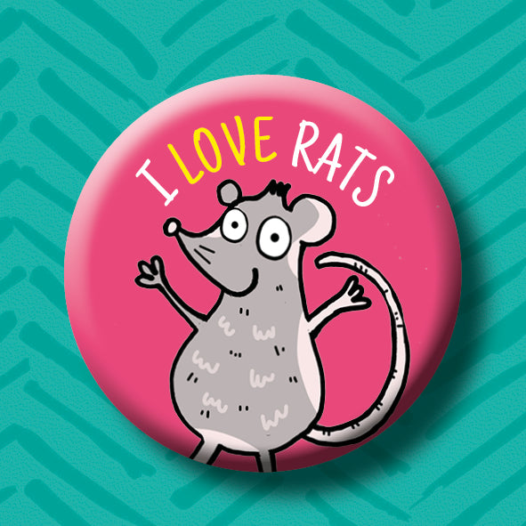 I Love Rats Button Badge