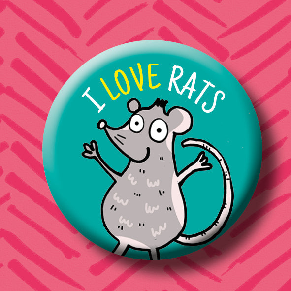 I Love Rats Button Badge