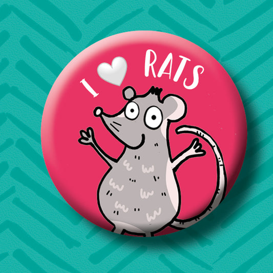 I Love Rat Button Badge