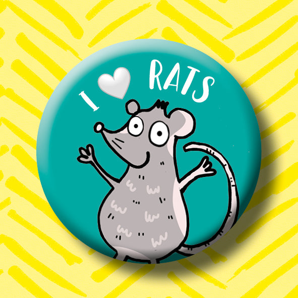 I Love Rat Button Badge